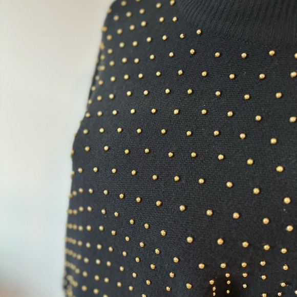 Womens Vintage 80s Gold Beaded Sweater - holiday Glam | Size Medium - Picture 3 of 7